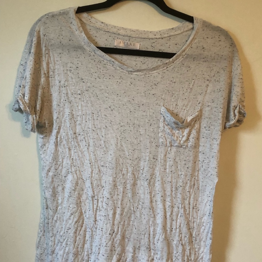 Loose fitting sheer T-shirt gray and white
